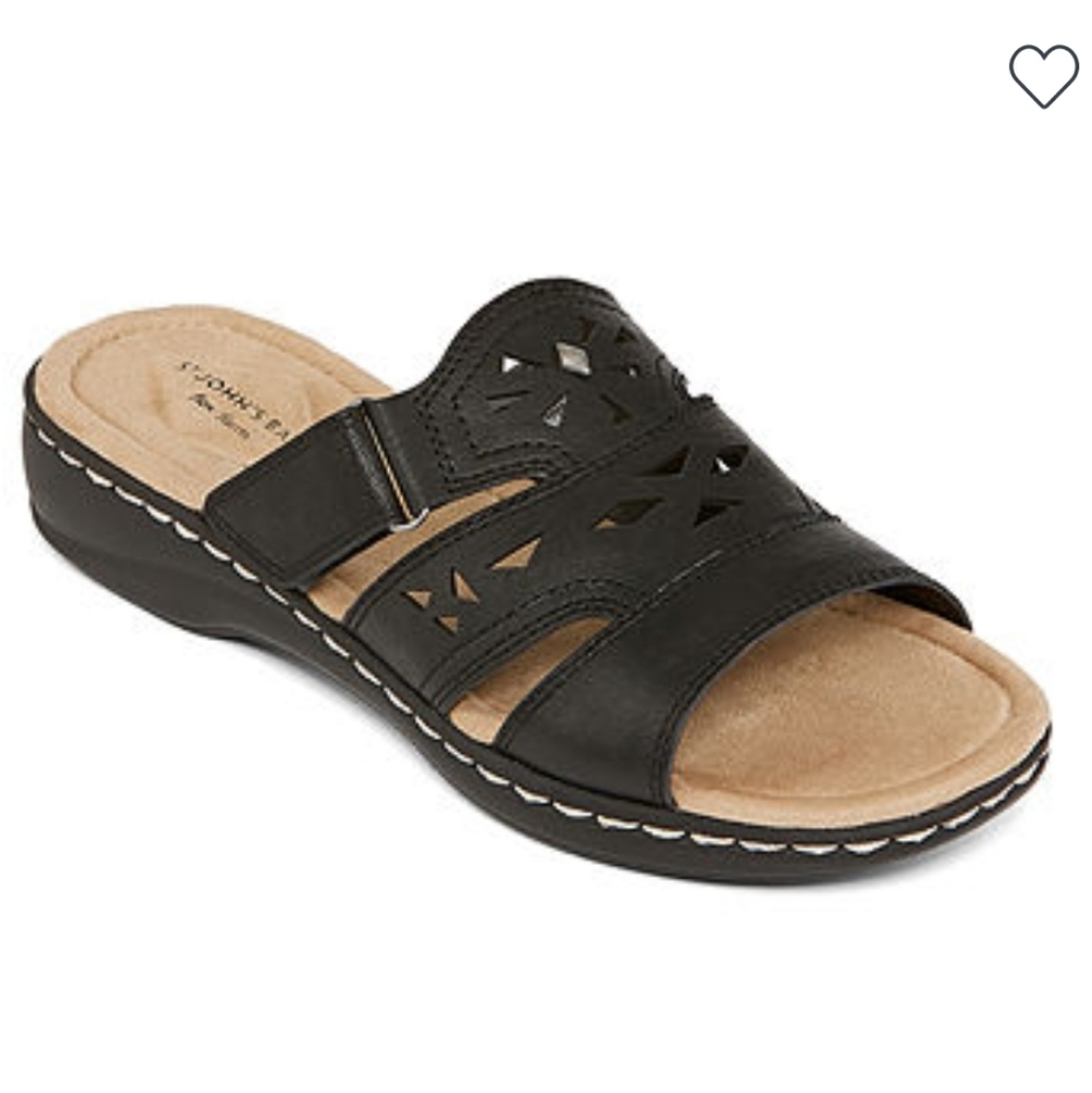 St. John's Bay Kentucky Slide Sandals (Black)